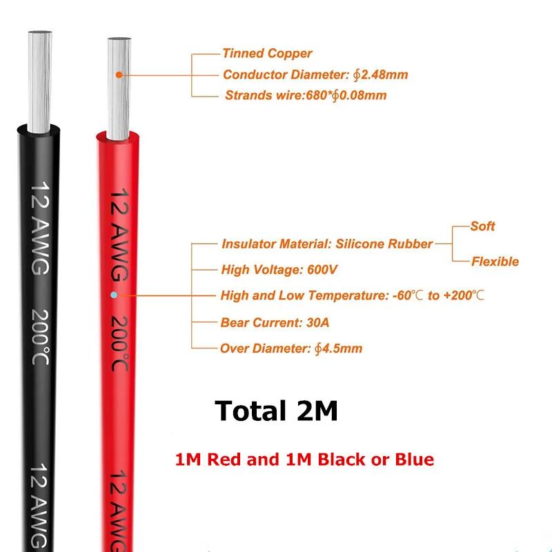 Силиконовый провод 12 AWG # провода из силикагеля проводник 680/0 08 мм AWG12