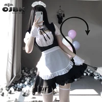 sexy cute lace up black and white maid dress role play costume transparent chiffon cosplay anime uniform temptation suit 0613