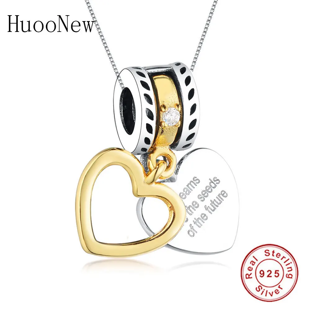 

Huoonew 925 Sterling Silver Letter Gold Color Heart Collar Necklaces & Pendants Women Girl Choker Jewelry Trinket 2018 Gifts