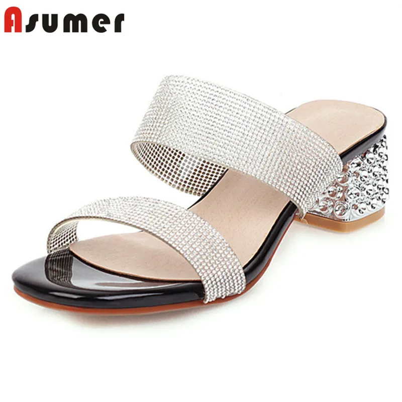 Женские сандалии на квадратном каблуке с кристаллами|Боссоножки и сандалии| |