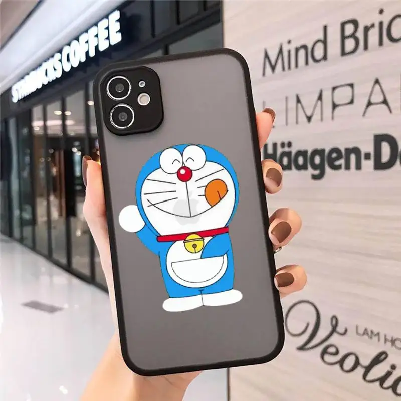 

Japanese anime Doraemon cute Phone Cases Matte Transparent for iPhone 7 8 11 12 s mini pro X XS XR MAX Plus cover funda