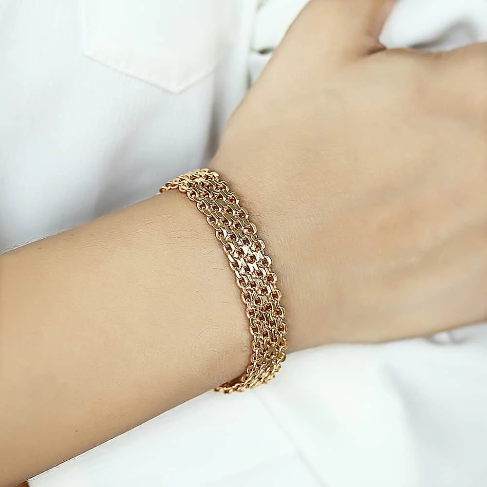 

Davieslee 2mm Marina Stick Bead Link Chain Bracelet for Women Girl 585 Rose Gold Bracelet Link Chain 20cm Party Gifts CB11A