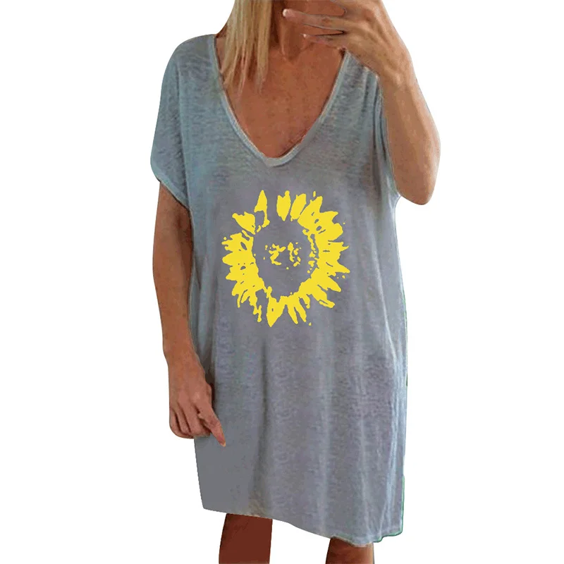 

Maternity Summer Large Women's Sunflower Casual Loose Print Short Sleeve T-shirt