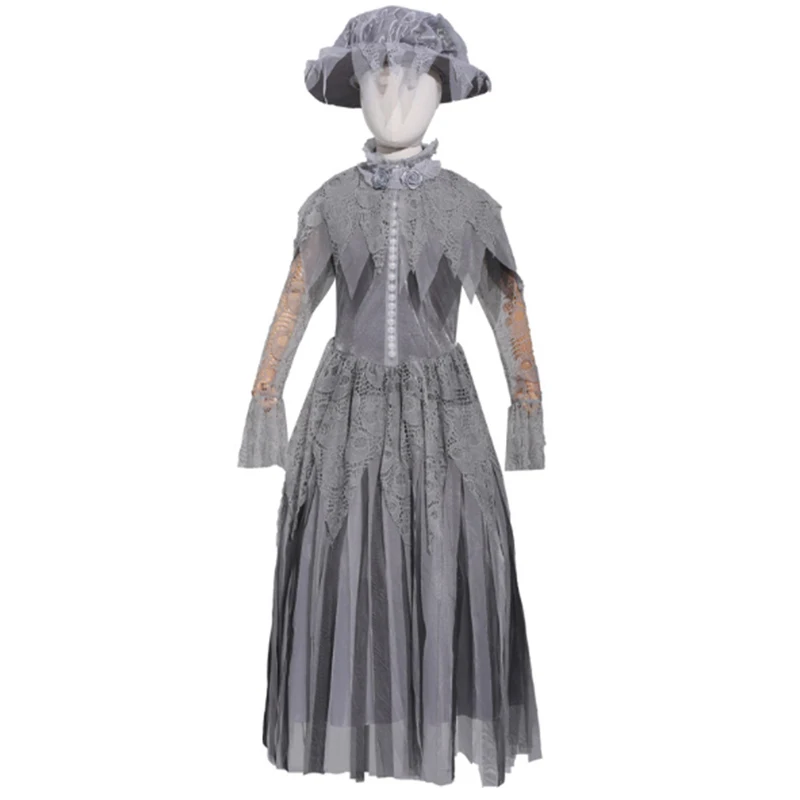 

Parent-Child Carnival Halloween Corpse Bride Costume Elegant Lace Skeleton Vampire Outfit Cosplay Fancy Party Dress