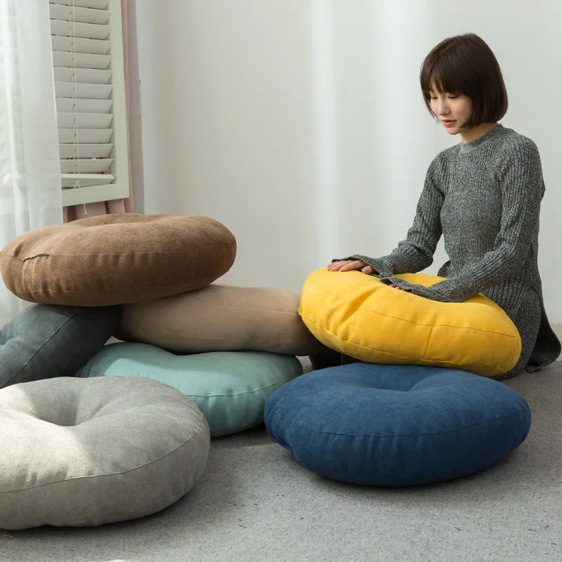 

Round Cotton Linen Tatami Seat Pillow Lounge Chair Cushion Futon Thicken Meditation Floor Cushion Living Room Pouf Home Decor