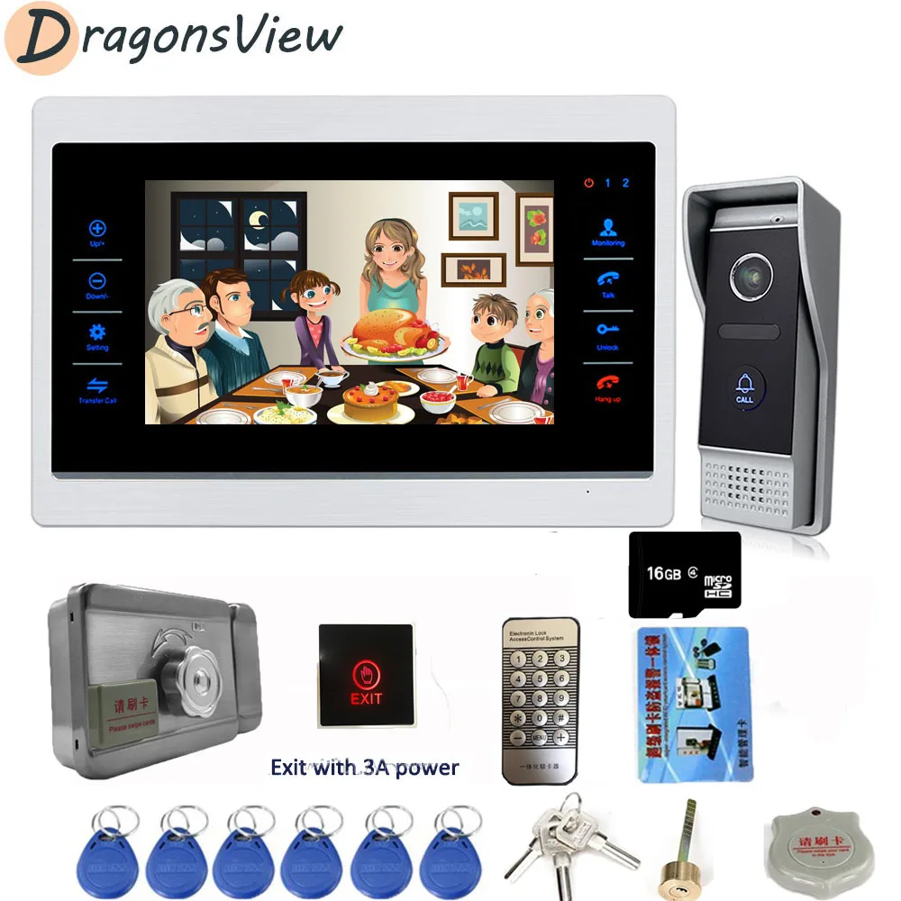 Видеодомофон Dragonsview 7 дюймов проводной 1200TVL камера ночного видения дверной звонок
