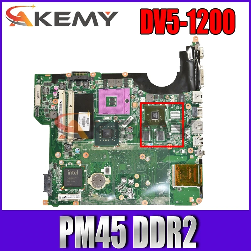 

AKemy482867-001 504640-001 Laptop Motherboard for HP Pavilion DV5 DV5-1200 Series PM45 DDR2 G98-700-U2 Mainboard