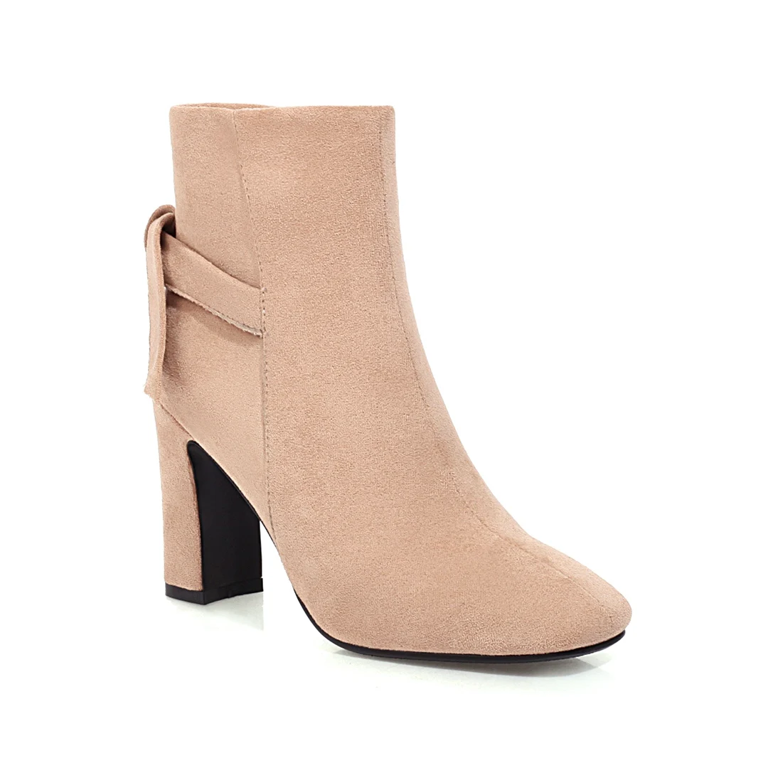 

GD-time Basic Genuine Leather Square Toe High Heels Women Ankle Boots Office Lady Autumn Winter Pumps Concise Mature Shoes Woman