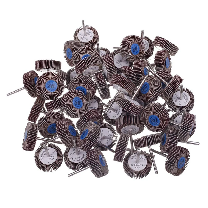

100 Pack Abrasive Flap Wheel Sander, 1/8Inch Shank Diameter Cone Shape Abrasive Sandpaper Flap Sanding Wheel