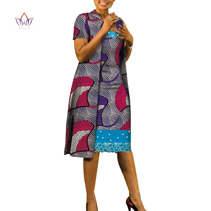 African Print Tops And Long Skirt For Women 2 Pieces Set African Skirt Suits Short Sleeve Bazin Riche Plus Size Skirt Set WY7295