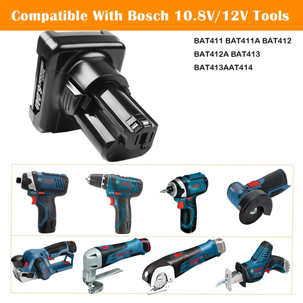 6000 мАч 12 в Li-Ion BAT420 Сменный аккумулятор для Bosch BAT411 BAT412 BAT413 BAT414 10 8-Вольт макс