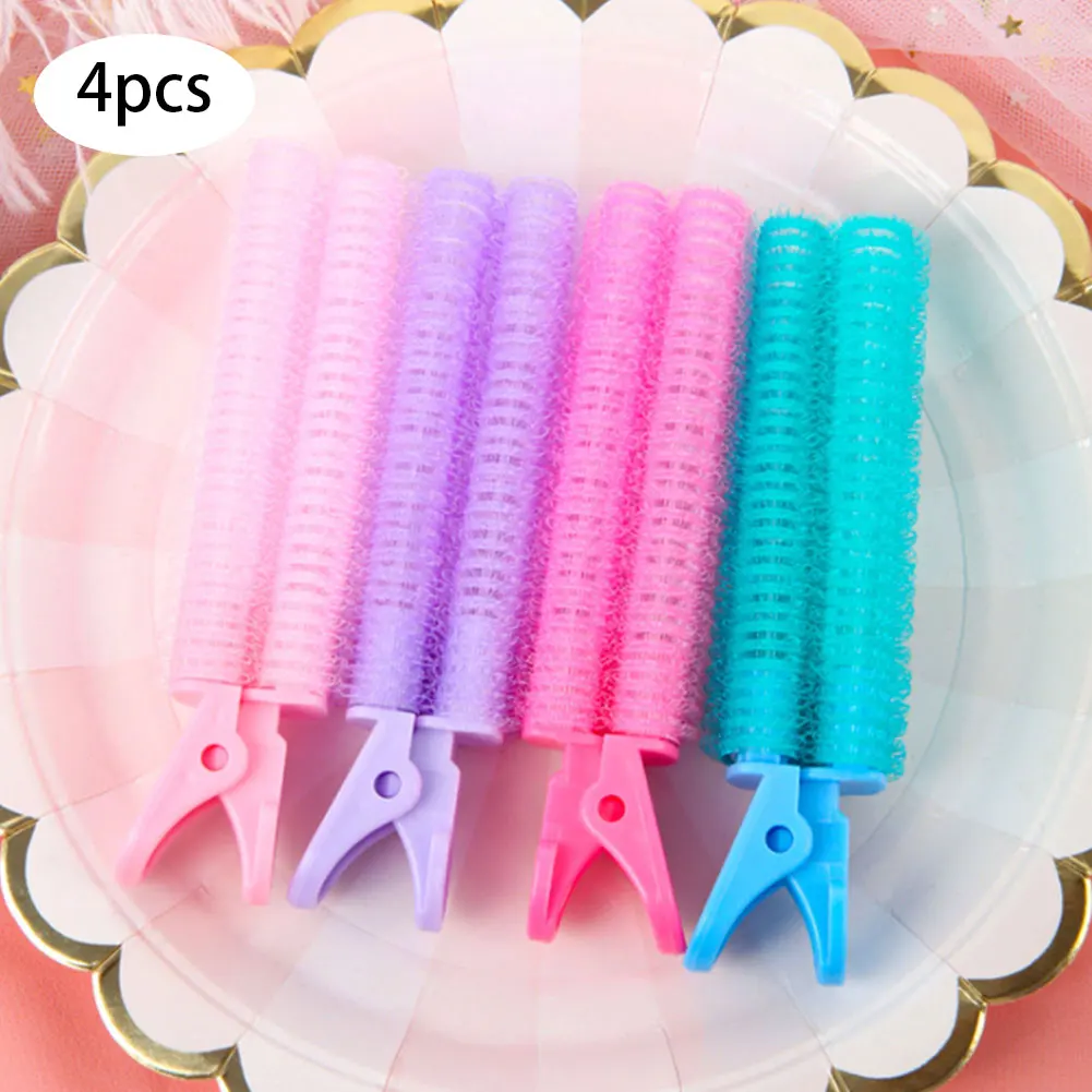 

4PCS Colorful Hair Curler Hair Curling Rollers Comb Self Grip Hair Clips Bangs Rollers for Salon Barber Hair Styling Accessories