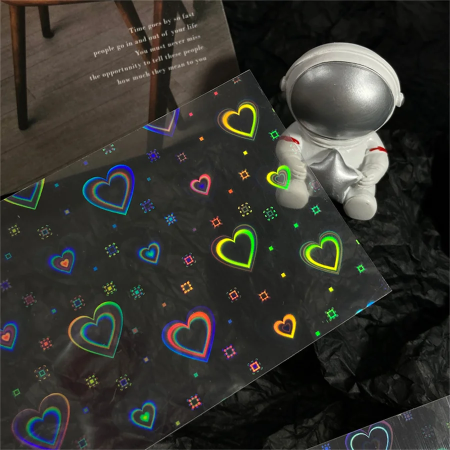 1 лист милых наклеек для ногтей в форме сердца голограмма 3D наклейки украшения