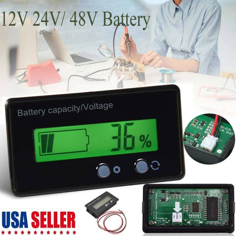

12V LCD Battery Capacity Voltage Tester Display Lead-Acid Monitor PVC Film The Surface Is Waterproof Multiple Function Use