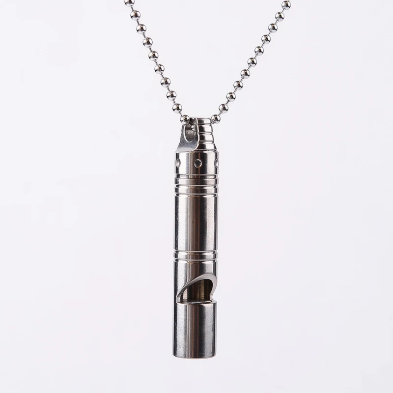 

Outdoor Alloy Whistle With Chain Survival Camping Ultra Lightweight High Decible Titanium Emergency Cheerleading Whistle