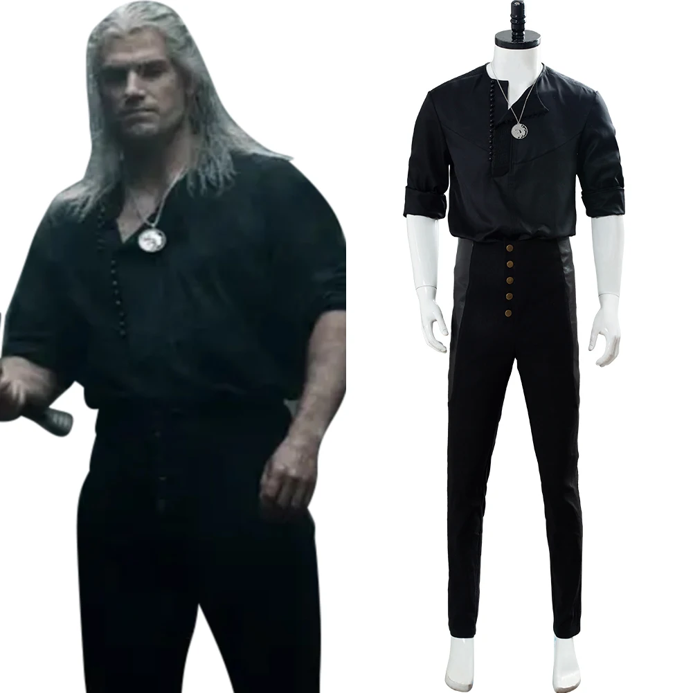 

of Rivia Cosplay Costume Casual Wear Black Full Suit For Adult Men Halloween Carnival Costumes