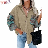 fashion europe and america retro jacket printed autumn coat women clothes street loose wild baseball uniform jacket top pocket