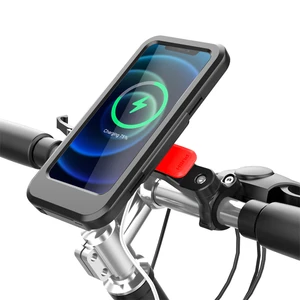 waterproof bicycle phone holder for iphone 11 samsung 15w wireless charging stand bike motorcycle handlebars mobile phone holder free global shipping