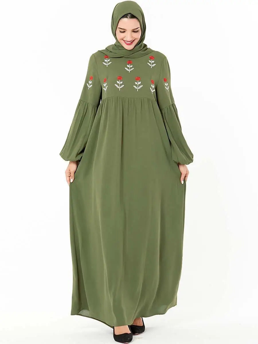 

Vintage Muslim Women Embroidery Abaya Maxi Dress Robes Jilbab Caftan Islamic Gown Draped Design Arab Turkish Clothing Plus Size