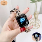 Ремешок резиновый для Apple Watch Band 40 мм 44 мм, модный металлический браслет для часов серии 7 4 3 SE 6 IWatch 38 мм 42 мм, цепочка