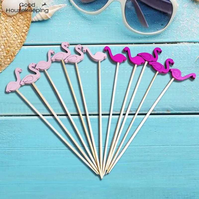 100 шт Фламинго бамбуковая палочка буфет ананас кактус листья фрукт для кекса