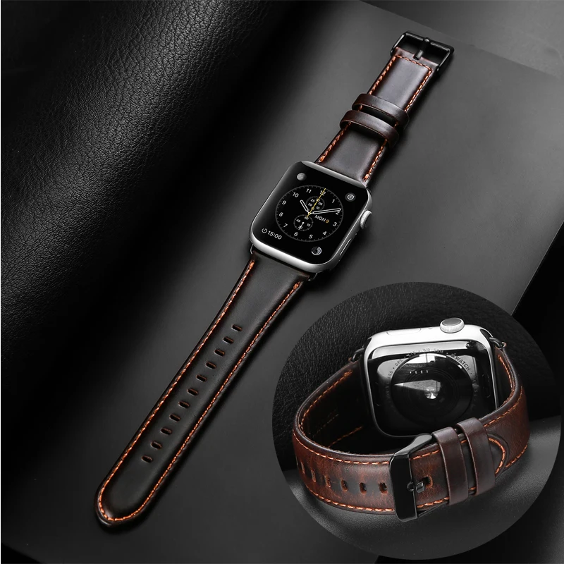 Ремешок для Apple watch band 42 мм 38 кожаный браслет iwatch series 5 4 3 2 44 40 аксессуары 4|Ремешки