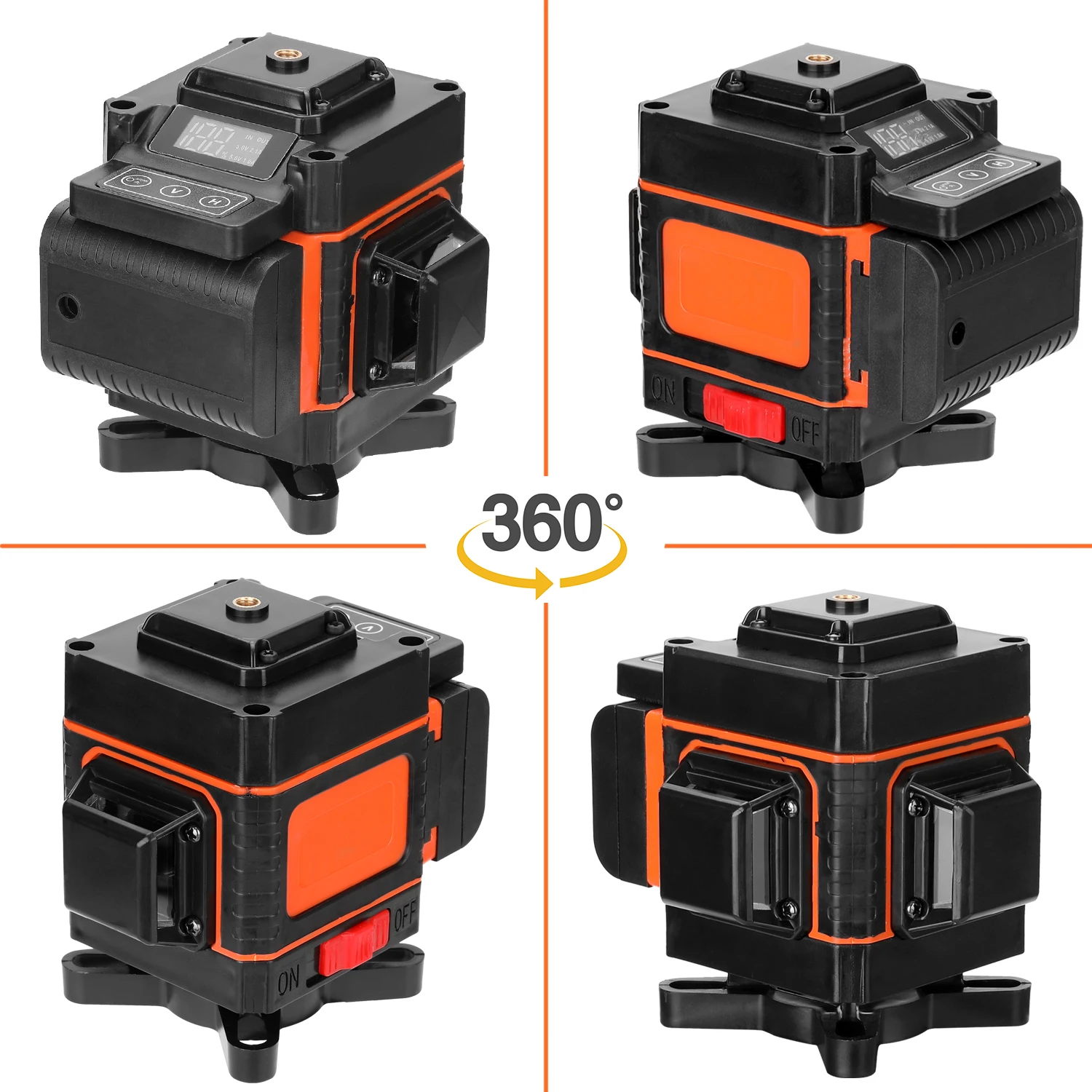 Самонивелирующийся зеленый лазерный уровень 12 линий 360 градусов с батареей и