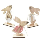 Nordic INS Пасхальные декоративные статуэтки деревянный милые детские куртки с кроликом из мультфильма украшения DIY дерево ремесло подарки Домашний декор стола украшения