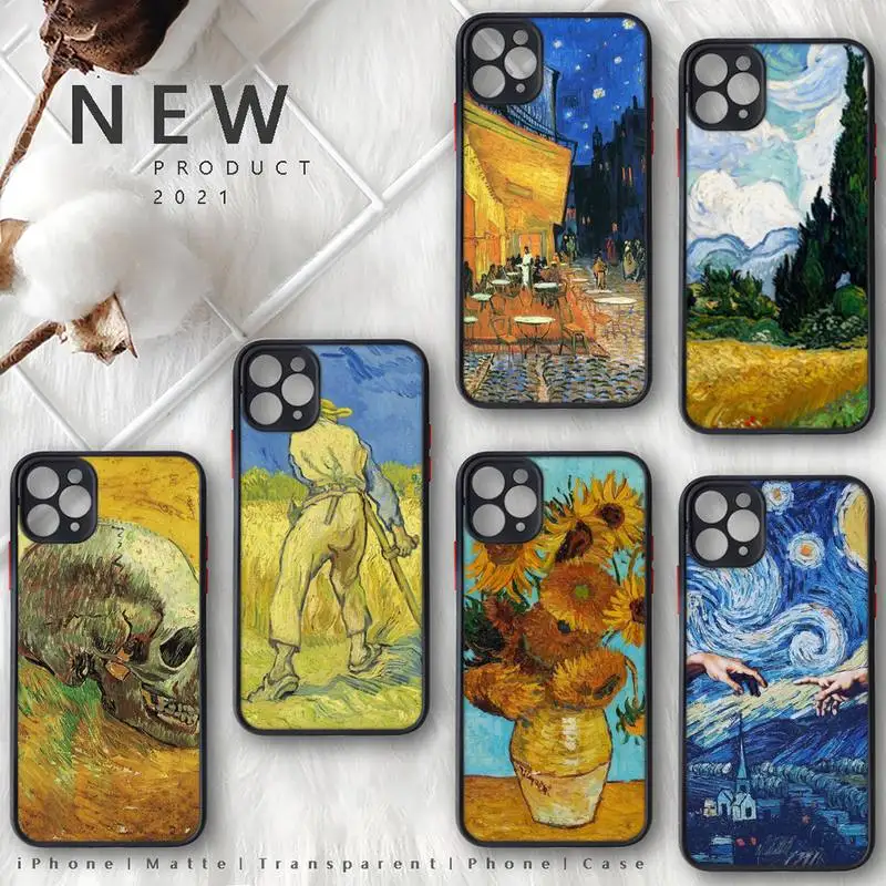 

Van Gogh Skull Tardis Phone Case matte transparent For iphone 7 8 11 12 13 plus mini x xs xr pro max cover