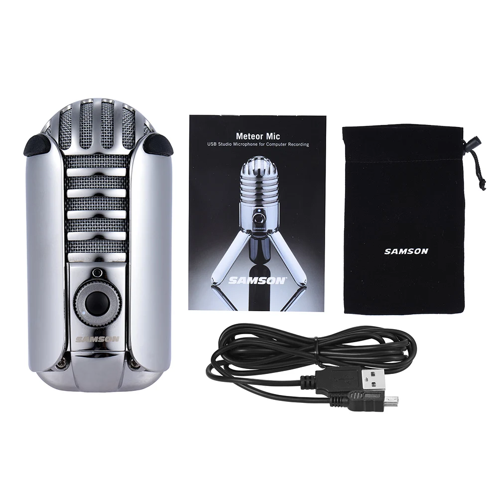 Samson Meteor Mic Studio Desktop Recording Condenser Microphone Fold-back Legs Design with USB Cable Carrying Bag | Спорт и