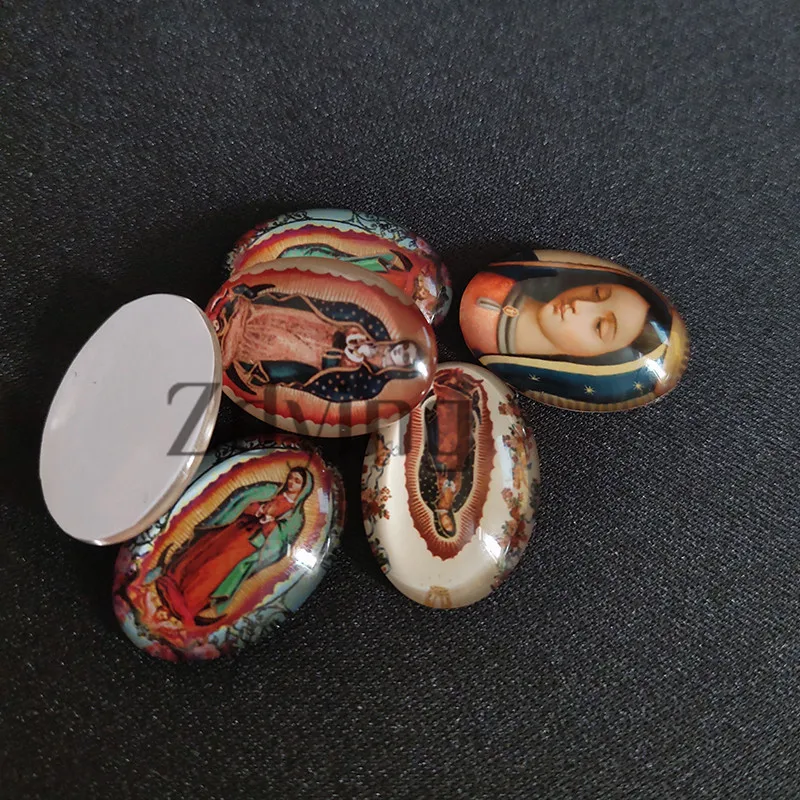 5 шт. овальный стеклянный кабошон с фото лавандовые цветы плоской задней основой