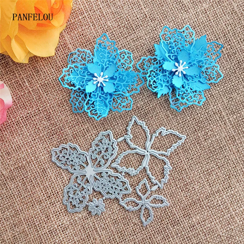 

PANFELOU 133*106mm Flower buttons metal craft Carbon Steel Cutter paper die cutting dies Scrapbooking/DIY Embossing cards