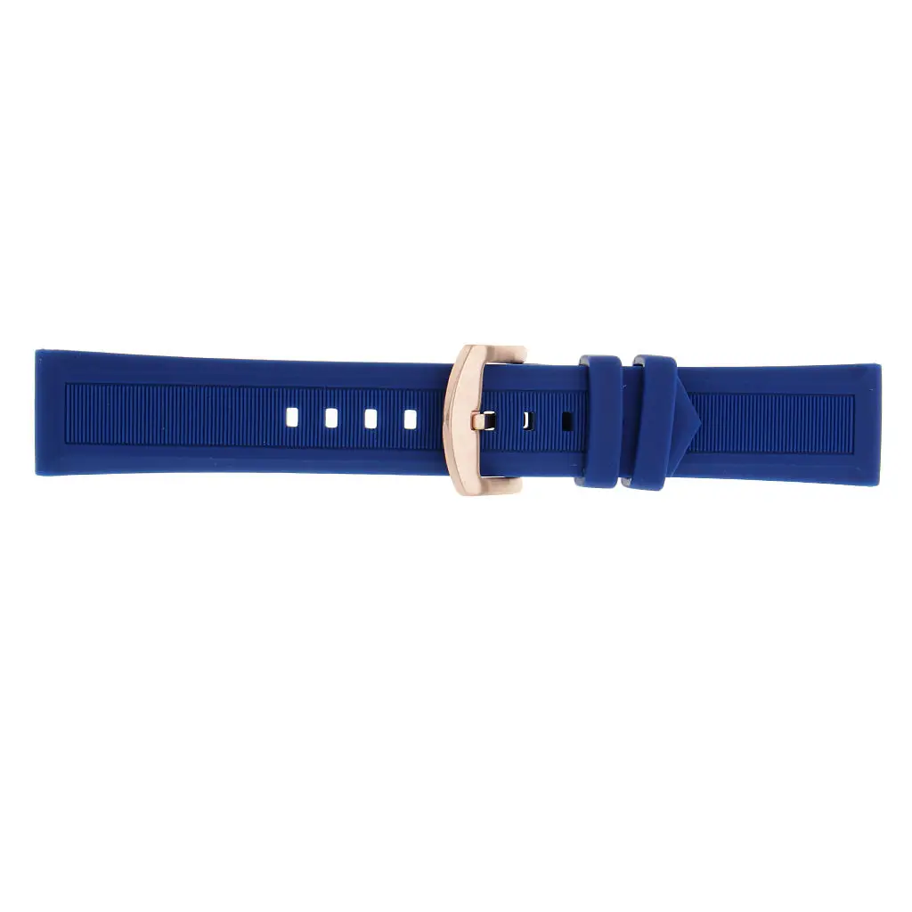 

19mm 20mm 21mm 22mm 24mm Width Blue Silicone Rubber Watch Band for Sport Watches 3.5mm Thickness