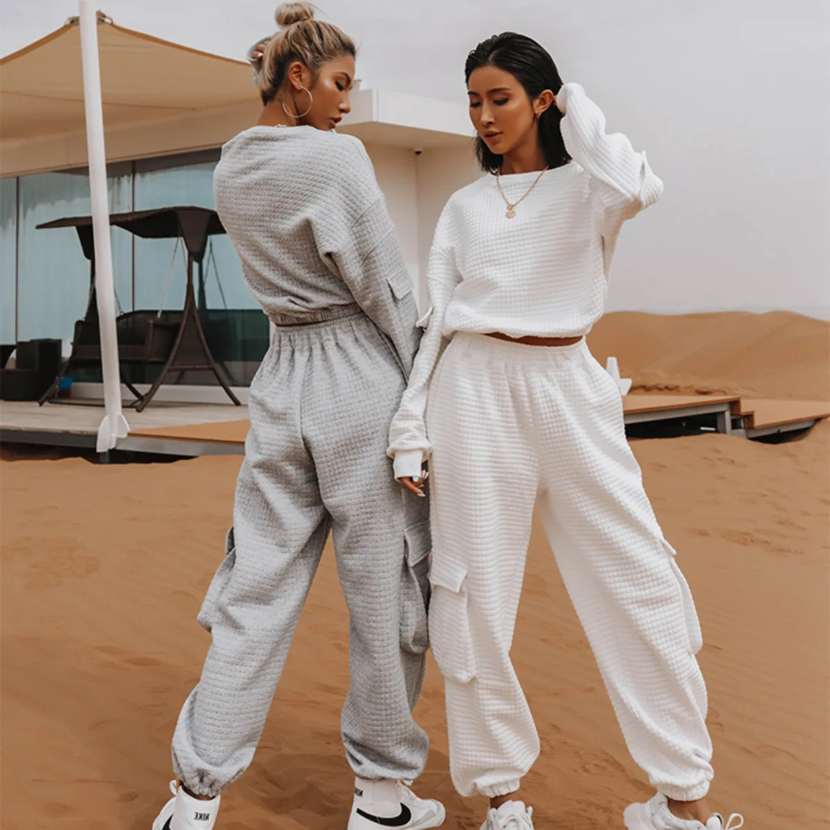 

New 2021 Autumn/winter New Pocket Fashion Casual Pants Hoodie Casual Suit Women