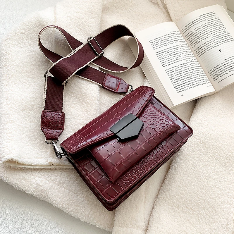 

2020 New Mini Handbags Women Fashion Ins Ultra Fire Retro Wide Shoulder Strap Messenger Bag Purse Simple Style Crossbody Bags
