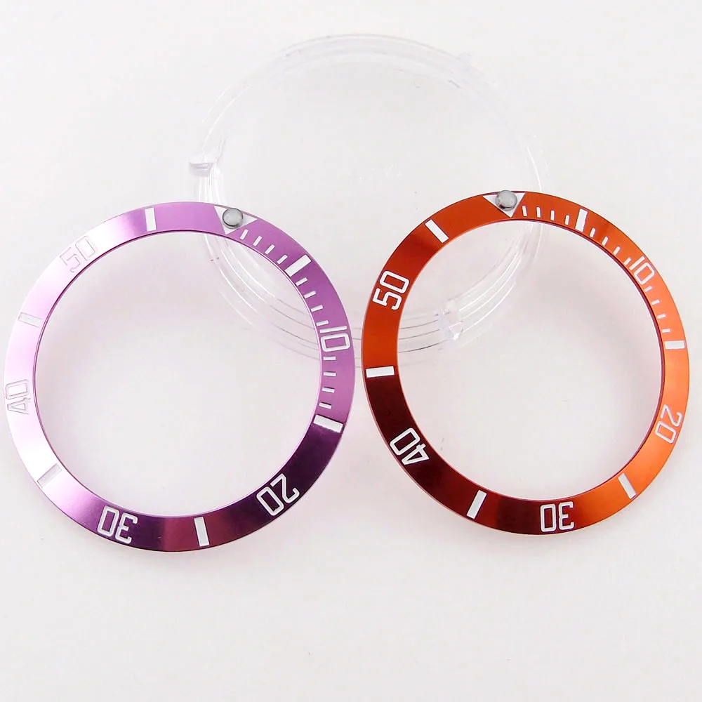 New 38MM Orange/Pink Alloy aluminum Bezel Luminous Dot Watch Bezel Insert For 40MM Automatic Movement Watch