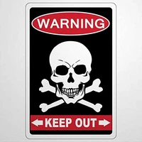 keep out with skull crossbones warning funny novelty sign warning signs metal sign