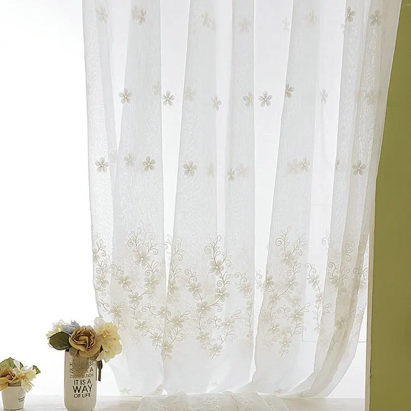 Вышитые тюлевые шторы с цветами в пасторальном стиле сливы для гостиной кухни