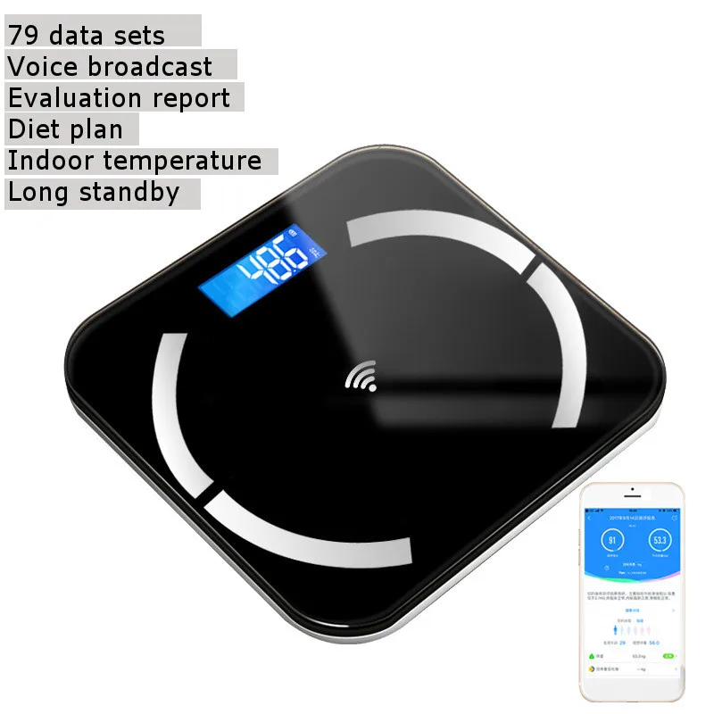 02 Black Bluetooth весы напольные весы для тела, весы для ванной комнаты, умные весы с подсветкой, электронные весы с определением жира в организме, вода, мышечная масса, BMI - Цвет: 02 Black