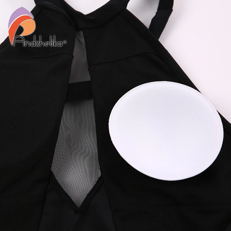 Женский слитный купальник Andzhelika сетчатый в стиле пэчворк без бретелек с открытой