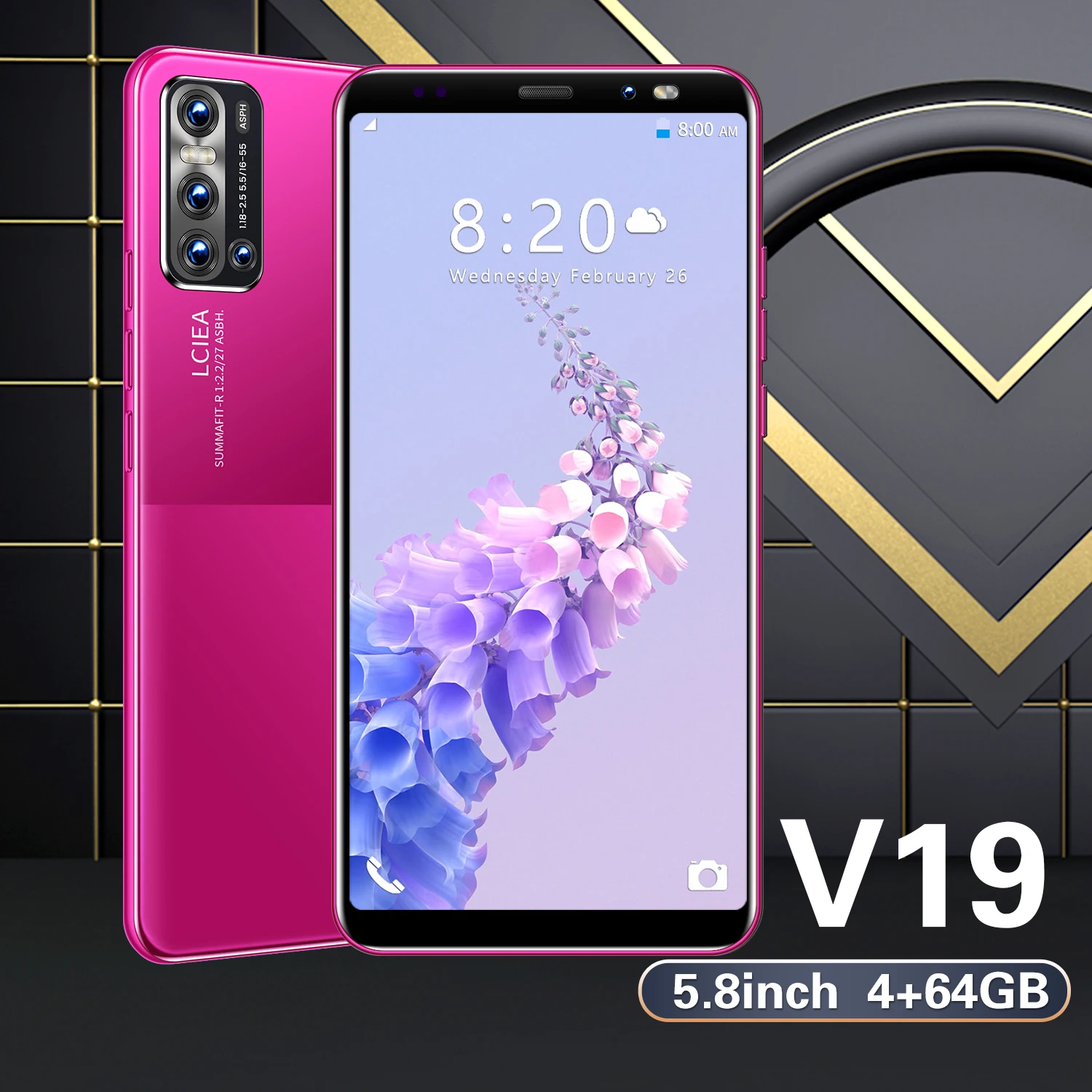 

V19 5.8 Inch 4GB RAM 64GB ROM 10 Core 8+16MP Global 5G LTE Fingerprint ID Face Unlock Smart Phone 4800mAh Dual SIM Cellphones