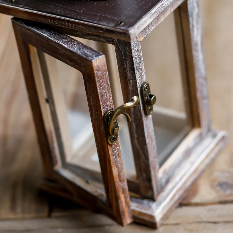 Vintage Black European Personalized Wood Candle Holder Glass Metal Morocco Lantern Shabby Candlestick Decoracion Marroqui II50ZT Дом и сад