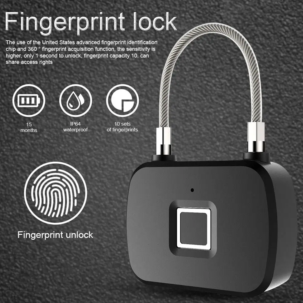 USB Перезаряжаемые Противоугонная охранная без ключа Электронный Отпечаток