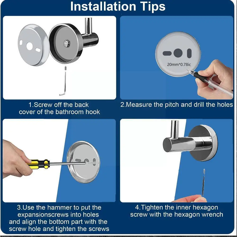 

Silver Wall Hook Towel Hook For Bathroom Steel Coat Hook Rustproof Hook Hanger For Kitchen Hardware Anti-rust Waterpro W4e2