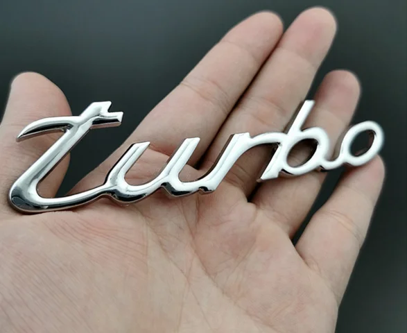

3D Silver Metal Auto Body Decal Sticker Personalized Modified Car Sticker Turbocharged TURBO Car Accessories