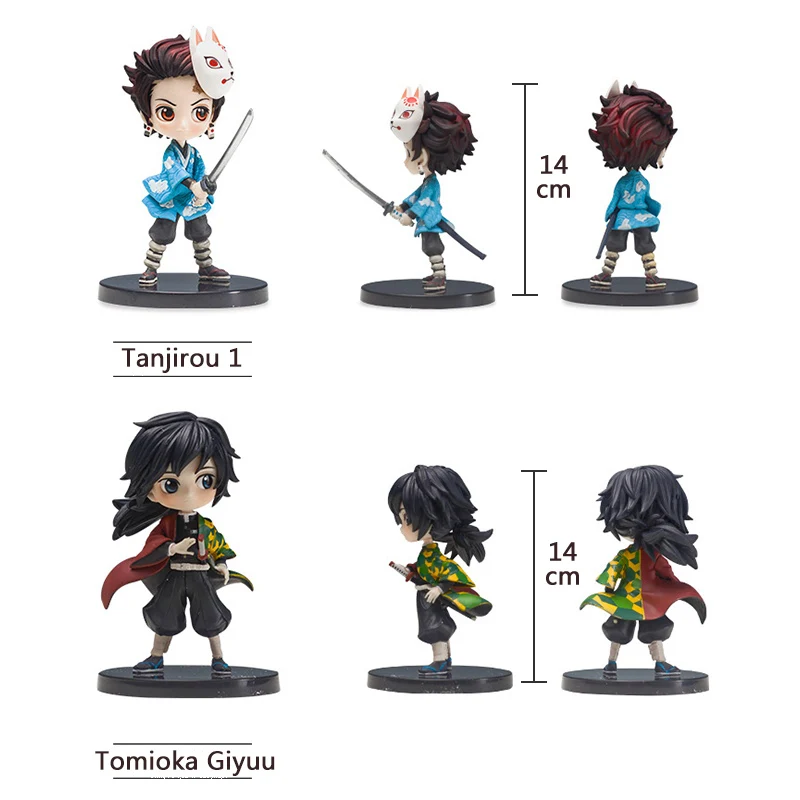 14 см рассекающий демонов Nezuko Zenitsu Tanjirou Giyuu Inosuke Q Ver. Экшн Фигурки игрушки Kimetsu no Yaiba