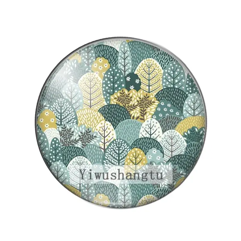 Tree leaves Colourful tropical plant painting 12mm/18mm/20mm/25mm Round photo glass cabochon demo flat back Making findings | Украшения и