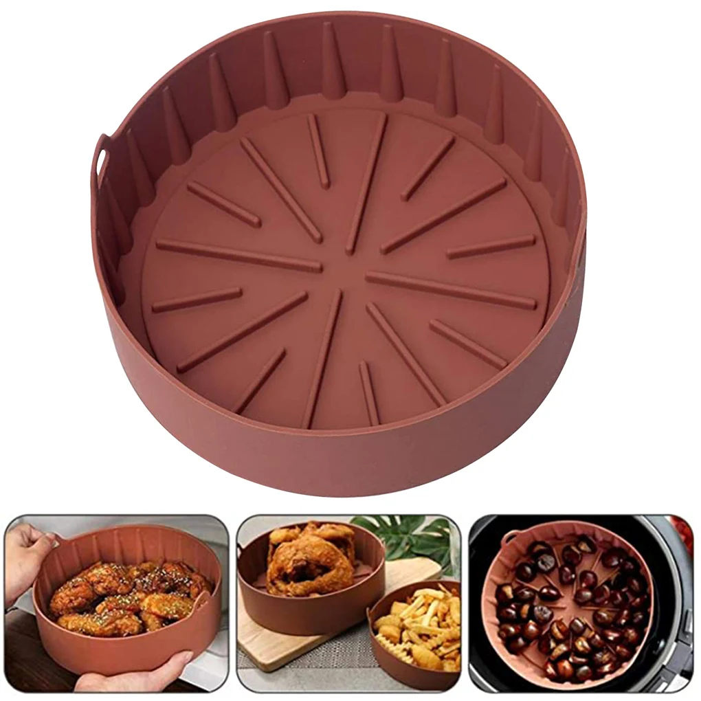 

Air Fryer Pot Thickened Silicone Grill Pan Barbecue Plate Electric Oven Accessories Heating Cake Pizza Bread Baking Tray