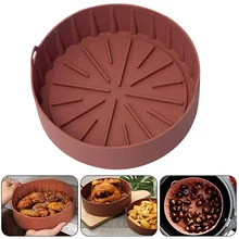 Air Fryer Pot Thickened Silicone Grill Pan Barbecue Plate Electric Oven Accessories Heating Cake Pizza Bread Baking Tray