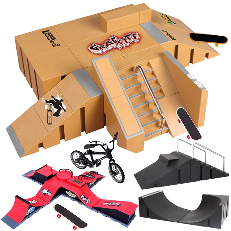 Набор для пальцевого скейтбординга Tech Deck Bigger Fingerboard Ramps Skate Park Set Fingers Sport Training Props Ramp Toy For Kid on.